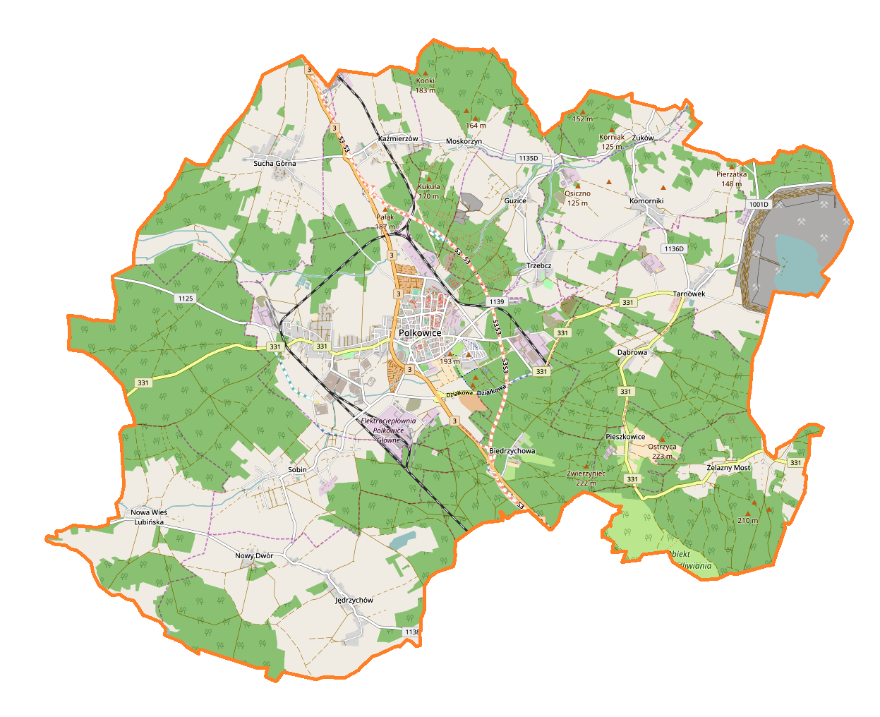 Mapa gminy polkowice